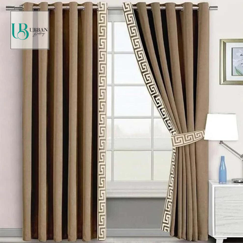 2 Pieces Premium splendid velvet curtain Panels & 2 Belts - Camel