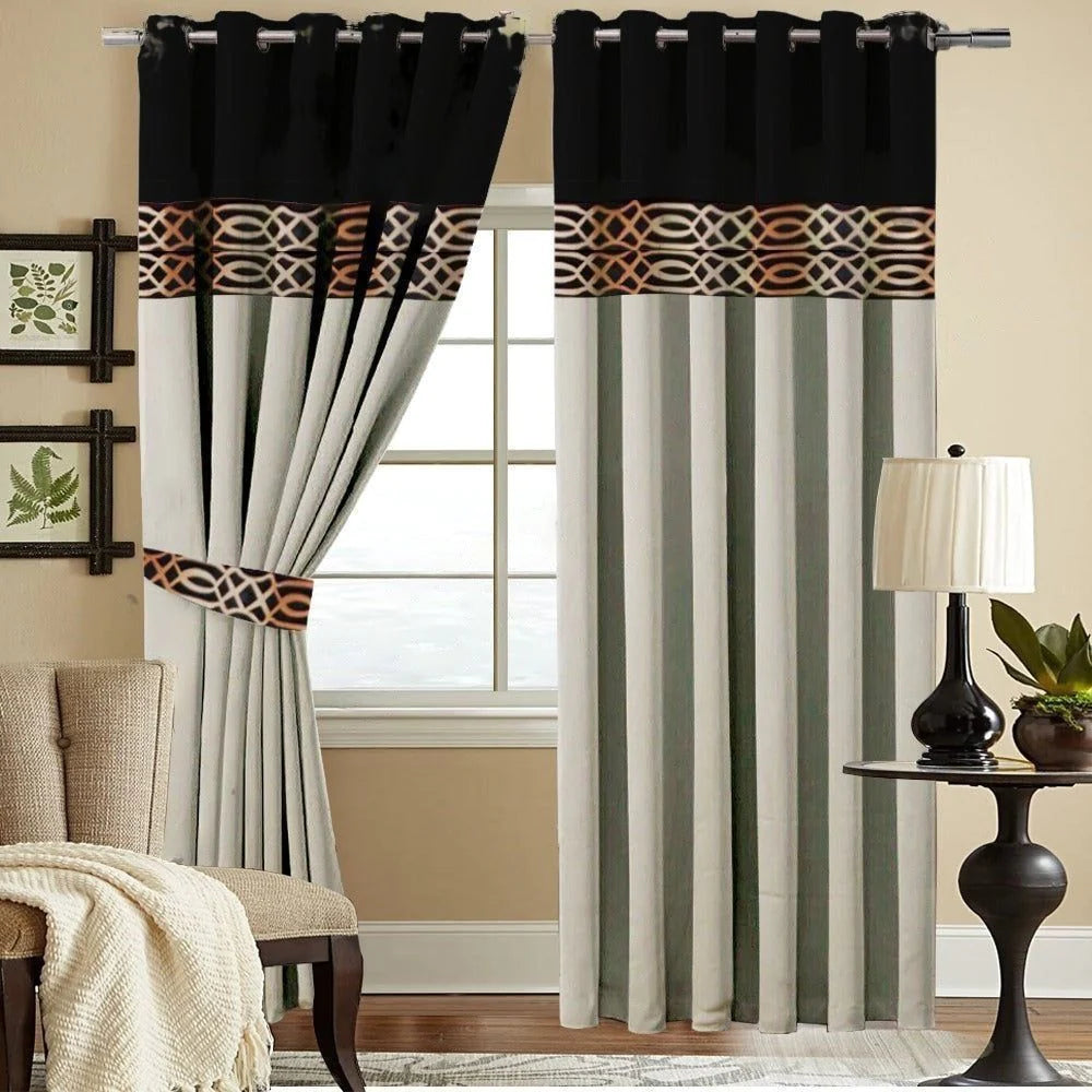 2 PC'S LUXURY VELVET EMBROIDERED CURTAINS(DOUBLE SHADED)
