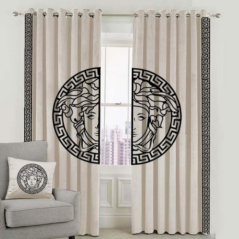 Luxury Velvet Splendid Curtains Blackout ( 2 Curtain Set )Cream LEC-120