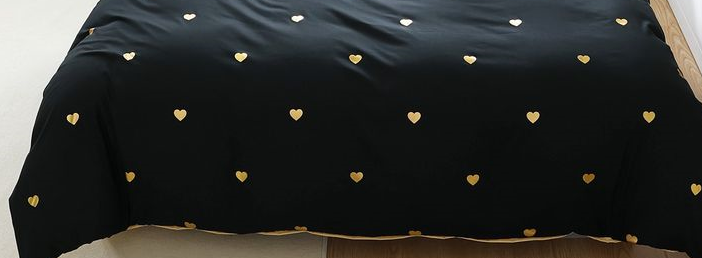 Black&golden Heart Embroidery duvet set