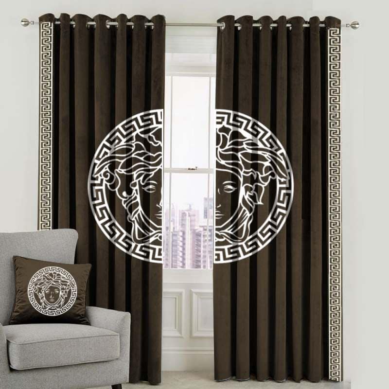Luxury Velvet Splendid Curtains Blackout ( 2 Curtain Set )Brown LEC-119